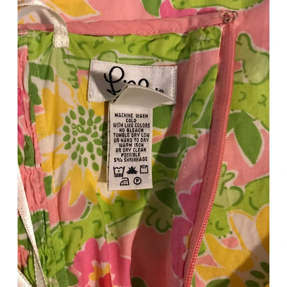 Vintage Lilly Pulitzer White Label Strapless Alligator Floral Dress Size 4 - Picture 11 of 11